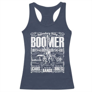 Legendary Baby Boomer Generation 1946 to 1964 Racerback Tank Top Vintage Rocker Classic Cars And Bikes Graphic