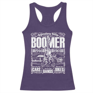 Legendary Baby Boomer Generation 1946 to 1964 Racerback Tank Top Vintage Rocker Classic Cars And Bikes Graphic