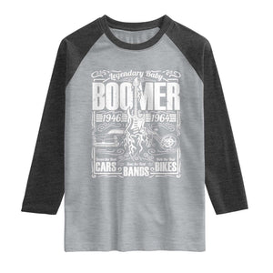Legendary Baby Boomer Generation 1946 to 1964 Raglan Shirt Vintage Rocker Classic Cars And Bikes Graphic