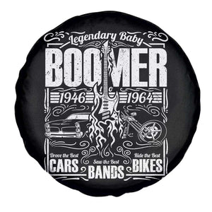 Legendary Baby Boomer Generation 1946 to 1964 Spare Tire Cover Vintage Rocker Classic Cars And Bikes Graphic