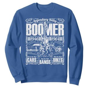 Legendary Baby Boomer Generation 1946 to 1964 Sweatshirt Vintage Rocker Classic Cars And Bikes Graphic