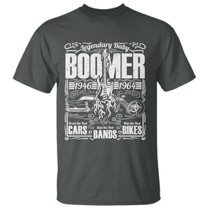Legendary Baby Boomer Generation 1946 to 1964 T Shirt Vintage Rocker Classic Cars And Bikes Graphic