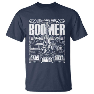 Legendary Baby Boomer Generation 1946 to 1964 T Shirt Vintage Rocker Classic Cars And Bikes Graphic