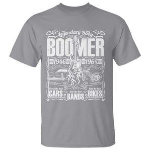 Legendary Baby Boomer Generation 1946 to 1964 T Shirt Vintage Rocker Classic Cars And Bikes Graphic