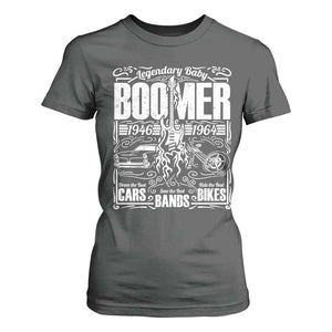 Legendary Baby Boomer Generation 1946 to 1964 T Shirt For Women Vintage Rocker Classic Cars And Bikes Graphic