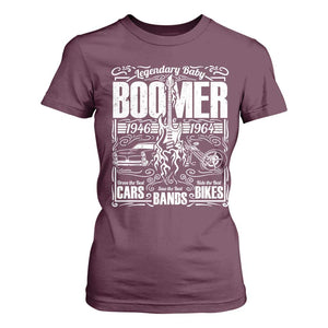 Legendary Baby Boomer Generation 1946 to 1964 T Shirt For Women Vintage Rocker Classic Cars And Bikes Graphic