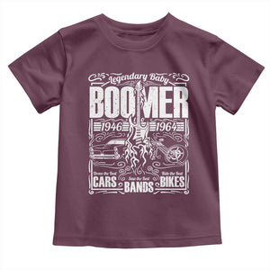 Legendary Baby Boomer Generation 1946 to 1964 Toddler T Shirt Vintage Rocker Classic Cars And Bikes Graphic