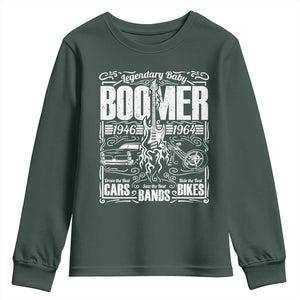 Legendary Baby Boomer Generation 1946 to 1964 Youth Sweatshirt Vintage Rocker Classic Cars And Bikes Graphic
