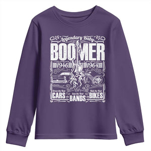 Legendary Baby Boomer Generation 1946 to 1964 Youth Sweatshirt Vintage Rocker Classic Cars And Bikes Graphic
