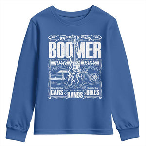 Legendary Baby Boomer Generation 1946 to 1964 Youth Sweatshirt Vintage Rocker Classic Cars And Bikes Graphic