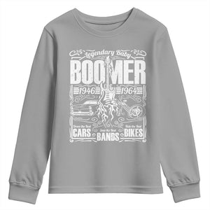 Legendary Baby Boomer Generation 1946 to 1964 Youth Sweatshirt Vintage Rocker Classic Cars And Bikes Graphic