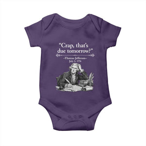 Crap Thats Due Tomorrow Thomas Jefferson Graphic Baby Onesie Funny Procrastination of Declaration of Indepence Historical Meme TS02 Purple Print Your Wear
