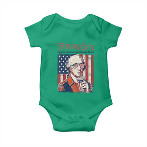 Funny George Washington Revolutionary Patriotic Baby Onesie Feeling Cute Might Start A Revolution Later TS02 Irish Green Print Your Wear