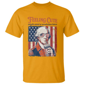 Funny George Washington Revolutionary Patriotic T Shirt Feeling Cute Might Start A Revolution Later TS02 Gold Print Your Wear