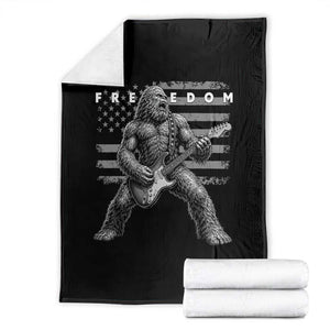 Freedom Bigfoot Playing Electric Guitar Throw Blanket Sasquatch Rock Star American Flag Patriotic Graphic TS02 Black Print Your Wear