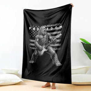 Freedom Bigfoot Playing Electric Guitar Throw Blanket Sasquatch Rock Star American Flag Patriotic Graphic TS02 Print Your Wear