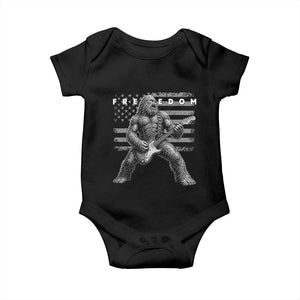 Freedom Bigfoot Playing Electric Guitar Baby Onesie Sasquatch Rock Star American Flag Patriotic Graphic TS02 Black Print Your Wear