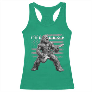 Freedom Bigfoot Playing Electric Guitar Racerback Tank Top Sasquatch Rock Star American Flag Patriotic Graphic TS02 Irish Green Print Your Wear