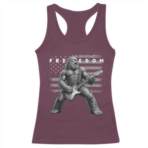 Freedom Bigfoot Playing Electric Guitar Racerback Tank Top Sasquatch Rock Star American Flag Patriotic Graphic TS02 Maroon Print Your Wear