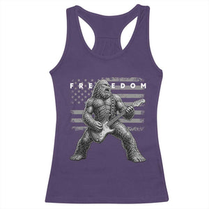 Freedom Bigfoot Playing Electric Guitar Racerback Tank Top Sasquatch Rock Star American Flag Patriotic Graphic TS02 Purple Print Your Wear