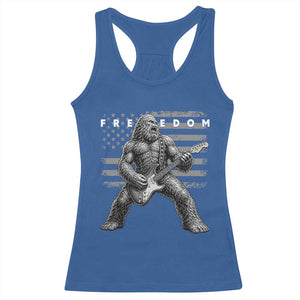Freedom Bigfoot Playing Electric Guitar Racerback Tank Top Sasquatch Rock Star American Flag Patriotic Graphic TS02 Royal Blue Print Your Wear