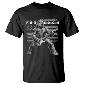 Freedom Bigfoot Playing Electric Guitar T Shirt Sasquatch Rock Star American Flag Patriotic Graphic TS02 Black Print Your Wear