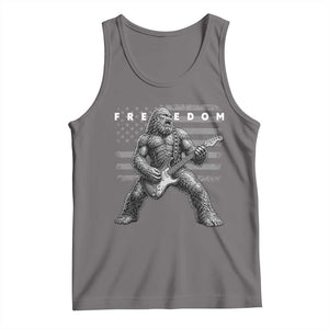 Freedom Bigfoot Playing Electric Guitar Tank Top Sasquatch Rock Star American Flag Patriotic Graphic TS02 Deep Heather Print Your Wear