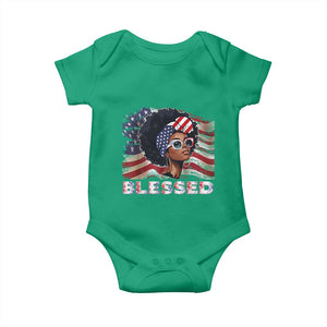 Blessed Black Queen Afro American Flag Baby Onesie Patriotic Juneteenth 4th of July