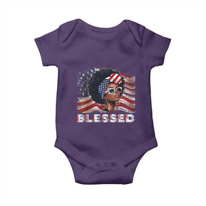 Blessed Black Queen Afro American Flag Baby Onesie Patriotic Juneteenth 4th of July