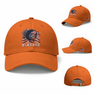 Blessed Black Queen Afro American Flag Baseball Cap Patriotic Juneteenth 4th of July
