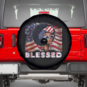 Blessed Black Queen Afro American Flag Spare Tire Cover Patriotic Juneteenth 4th of July