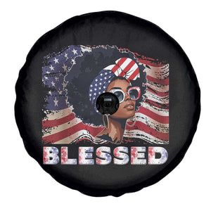 Blessed Black Queen Afro American Flag Spare Tire Cover Patriotic Juneteenth 4th of July