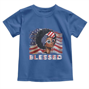 Blessed Black Queen Afro American Flag Toddler T Shirt Patriotic Juneteenth 4th of July