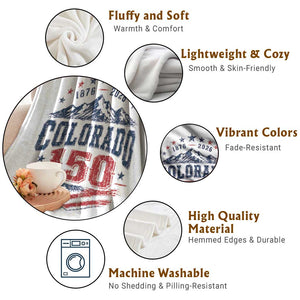 Colorado Rocky Mountains 150th Anniversary Throw Blanket Sesquicentennial 1876 2026 Patriotic Graphic TS02 Print Your Wear