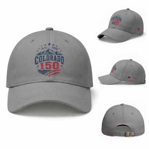 Colorado Rocky Mountains 150th Anniversary Baseball Cap Sesquicentennial 1876 2026 Patriotic Graphic TS02 Baseball Cap Universal Fit Sport Gray Print Your Wear