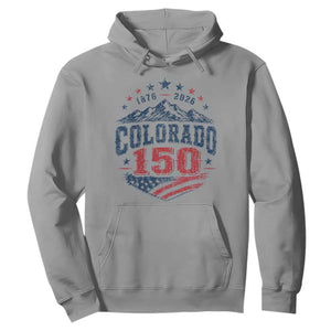 Colorado Rocky Mountains 150th Anniversary Hoodie Sesquicentennial 1876 2026 Patriotic Graphic TS02 Sport Gray Print Your Wear