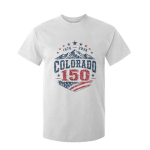 Colorado Rocky Mountains 150th Anniversary T Shirt For Kid Sesquicentennial 1876 2026 Patriotic Graphic TS02 White Print Your Wear