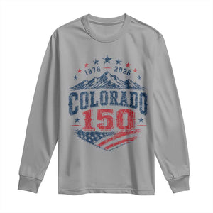 Colorado Rocky Mountains 150th Anniversary Long Sleeve Shirt Sesquicentennial 1876 2026 Patriotic Graphic TS02 Sport Gray Print Your Wear