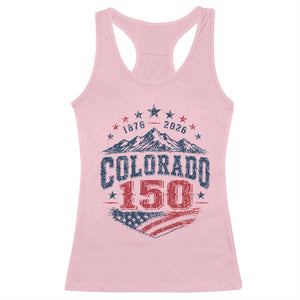 Colorado Rocky Mountains 150th Anniversary Racerback Tank Top Sesquicentennial 1876 2026 Patriotic Graphic TS02 Light Pink Print Your Wear