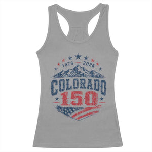 Colorado Rocky Mountains 150th Anniversary Racerback Tank Top Sesquicentennial 1876 2026 Patriotic Graphic TS02 Sport Gray Print Your Wear