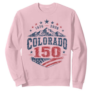 Colorado Rocky Mountains 150th Anniversary Sweatshirt Sesquicentennial 1876 2026 Patriotic Graphic TS02 Light Pink Print Your Wear