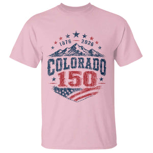 Colorado Rocky Mountains 150th Anniversary T Shirt Sesquicentennial 1876 2026 Patriotic Graphic TS02 Light Pink Print Your Wear
