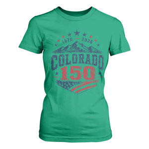Colorado Rocky Mountains 150th Anniversary T Shirt For Women Sesquicentennial 1876 2026 Patriotic Graphic TS02 Irish Green Print Your Wear