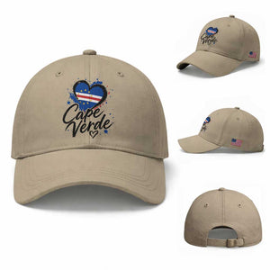 Cape Verde Flag Heart Baseball Cap Cabo Verde Pride Verdean Love