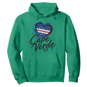 Cape Verde Flag Heart Hoodie Cabo Verde Pride Verdean Love