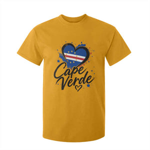 Cape Verde Flag Heart T Shirt For Kid Cabo Verde Pride Verdean Love