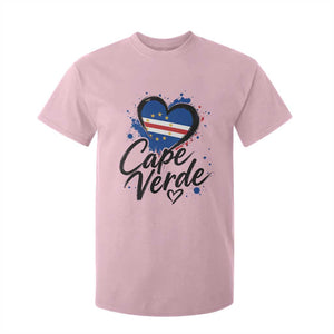 Cape Verde Flag Heart T Shirt For Kid Cabo Verde Pride Verdean Love