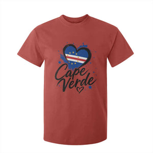 Cape Verde Flag Heart T Shirt For Kid Cabo Verde Pride Verdean Love