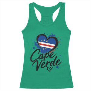 Cape Verde Flag Heart Racerback Tank Top Cabo Verde Pride Verdean Love