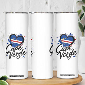 Cape Verde Flag Heart Skinny Tumbler Cabo Verde Pride Verdean Love TS02 Print Your Wear